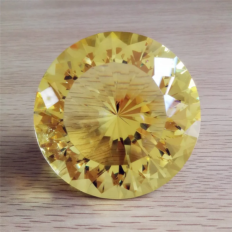 High Quality 80mm Topaz K9 Crystal Paperweight Cut Glass Large Giant