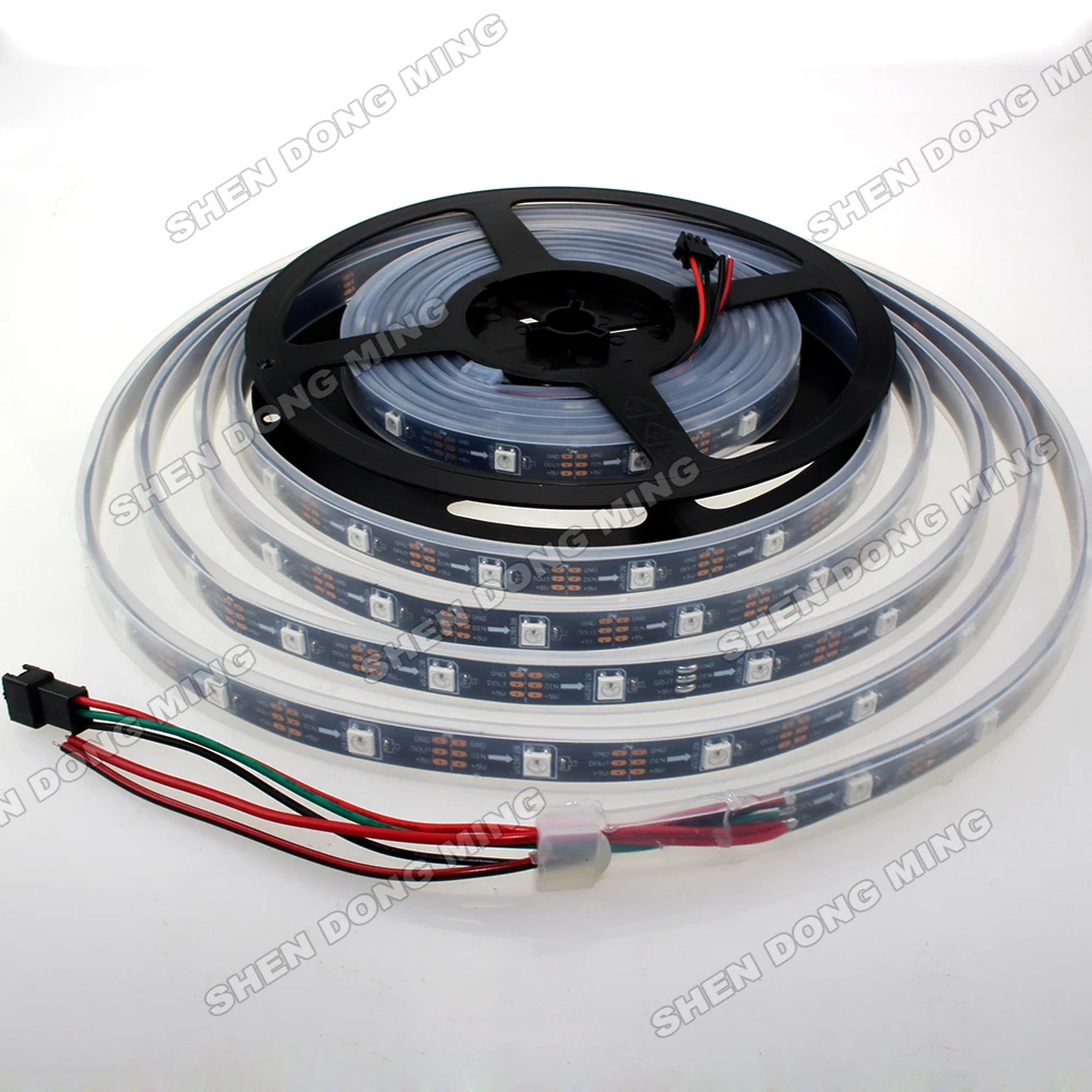 #Best 5M changeable color RGB Black PCB addressable Tube Waterproof IP67 DC5V 30leds m 5050 SMD IC Built in WS2812 led pixel strip