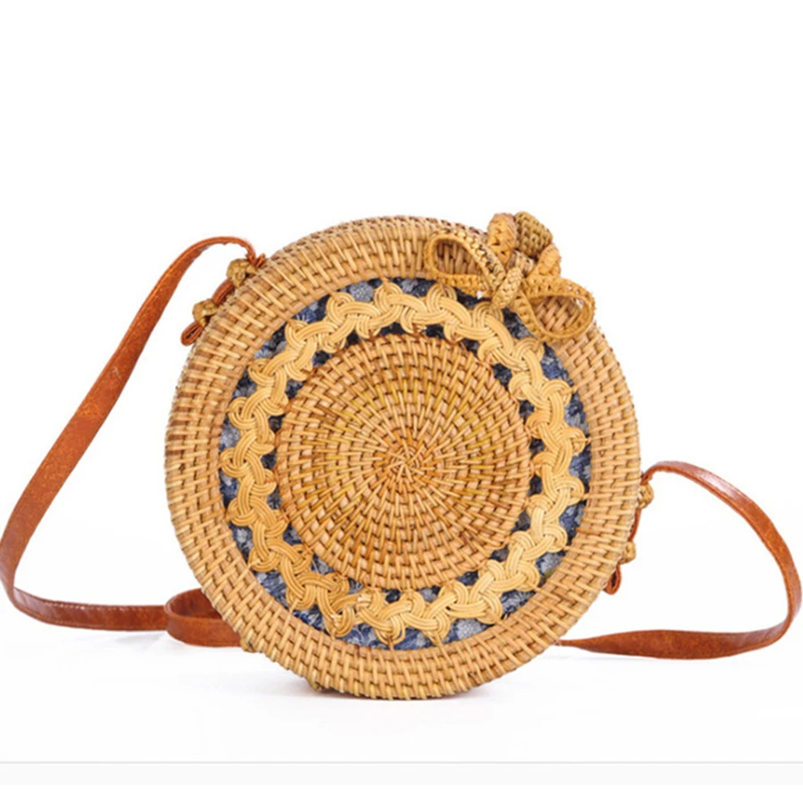 DUSUN Summer Bali Hand Woven Rattan Bag Embroidery Shoulder Crossbody