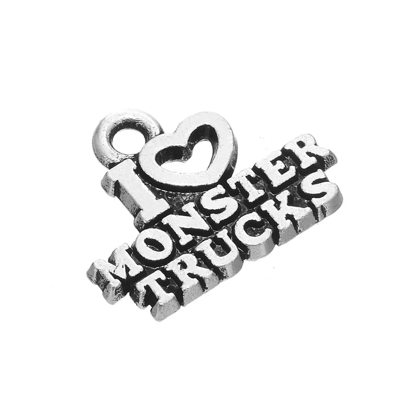 Teamer 20 шт./лот сплав цинка античный серебряный цвет Алфавит I Love Monster Trucks сообщения
