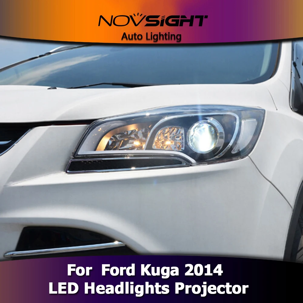 NOVSIGHT для Ford Kuga DRL светодио дный фары Дневные ходовые огни проектор ксеноновые линзы Противотуманные фары DRL фары в сборе