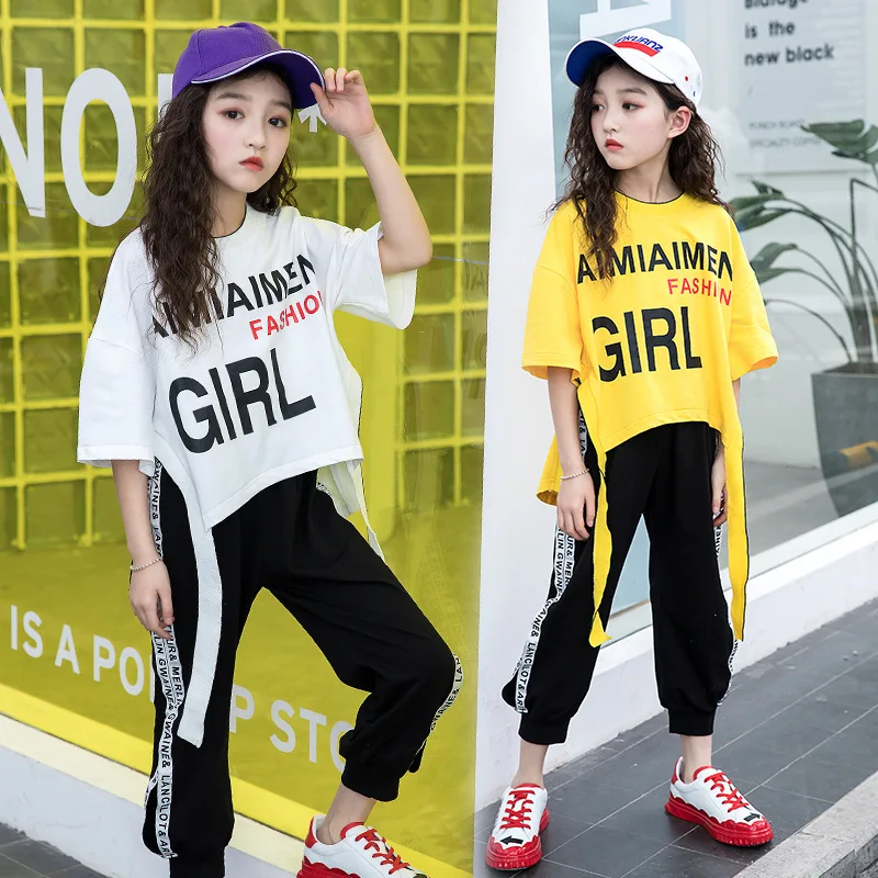 Girls Outfits Cool Girl Clothes Set 2 Pieces Letter Print Short Sleeves ...