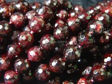Wholesaleg (2 filamentos/set) Encantos Naturales 10mm Rojo Granate Facetado Granos Flojos Redondos de Piedra
