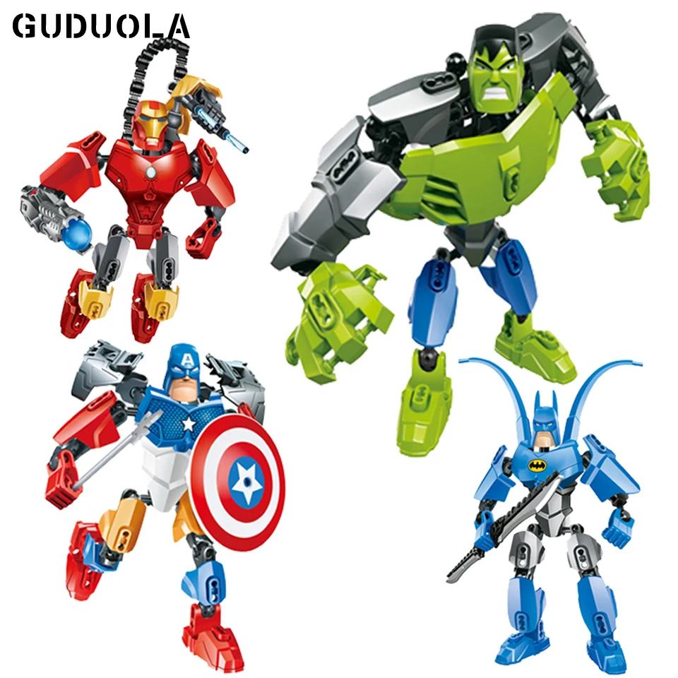 

Guduola Avengers Iron Man Captain America Hulk Batman figures Building Block toy Compatible Batman for boy 4 pcs/set