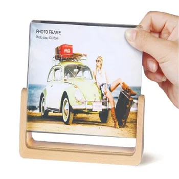 

UBRUSH Photo Frame Wood Hazelnut pine, clear texture On Table Easy To Use European U-shaped beech 7 Inch Photo Frames