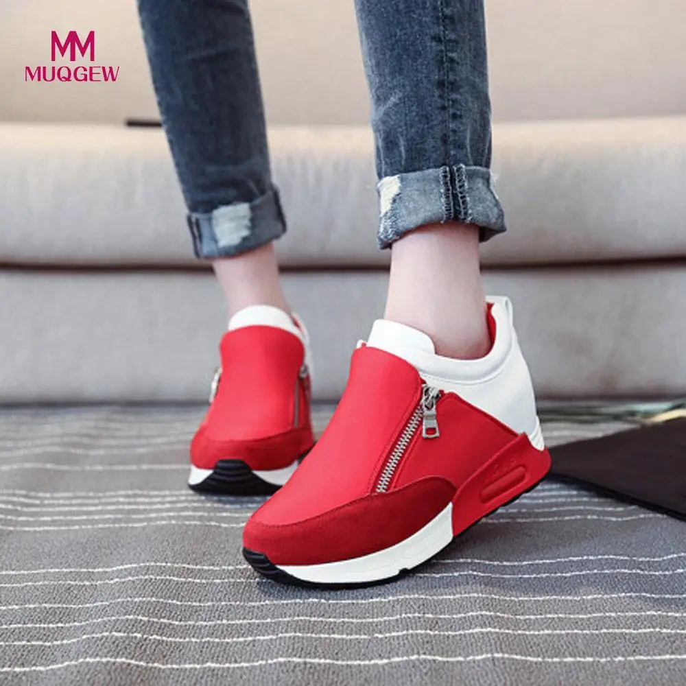 

Women's Shoes Boots Fashion Sneakers Round Toe Zipper Shoes Thick Bottom Platform Shoes Female Slip-On Boots zapatos mujer