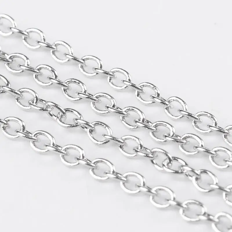 Brass Cross Chains, Nickel Free, Come On Real, Platinum, 2x1.5x0.5mm