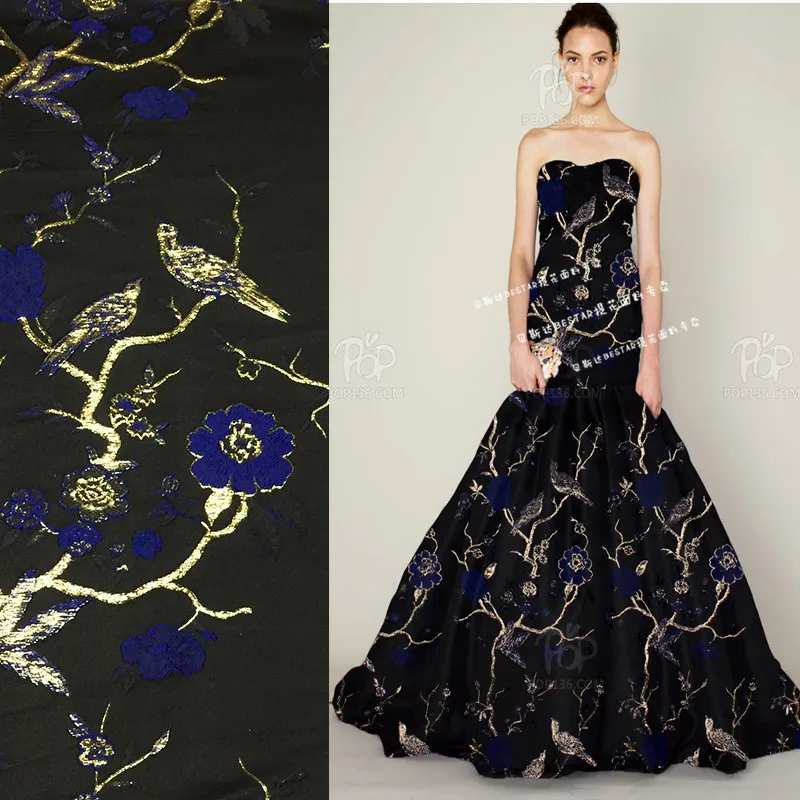 

145cm wide European and American style clothing jacquard fabrics high-grade dress suits brocade performance dress gold silk clot