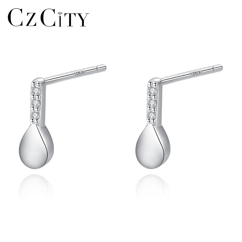 CZCITY 18K Позолоченные 925 стерлингового серебра небольшой серьга-гвоздик капля