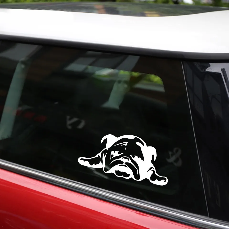 Cunymagos HotMeiNi Car Stickers BULLDOG ENGLISH TIRED PUPPY DOG pattern car window bodywork sticker Black  silver 11cm  23cm (1)