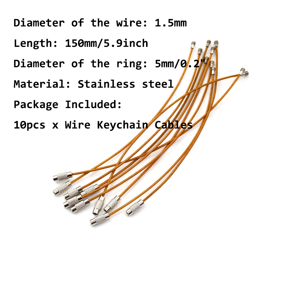 5/10 шт. фиксирующий винт Проволока из нержавеющей стали брелок каната брелок для ключей, логотипы марок машин, брелок для ключей, автомобильные аксессуары, брелок для колец кабель на открытом воздухе Пеший туризм, брелки для ключей - Цвет: 10pcs