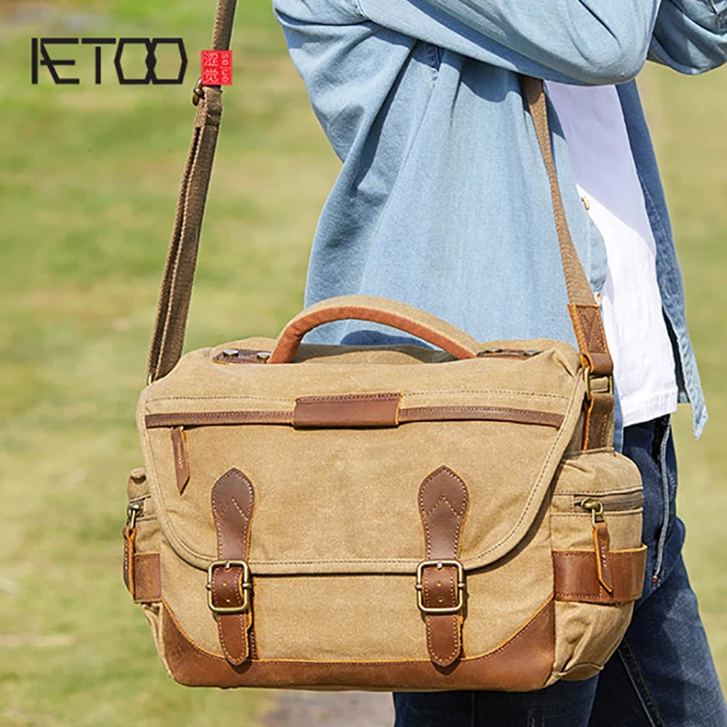 

BJYL Camera bag Waterproof Canvas photography single shoulder crossbody bag retro casual SLR Digital bag