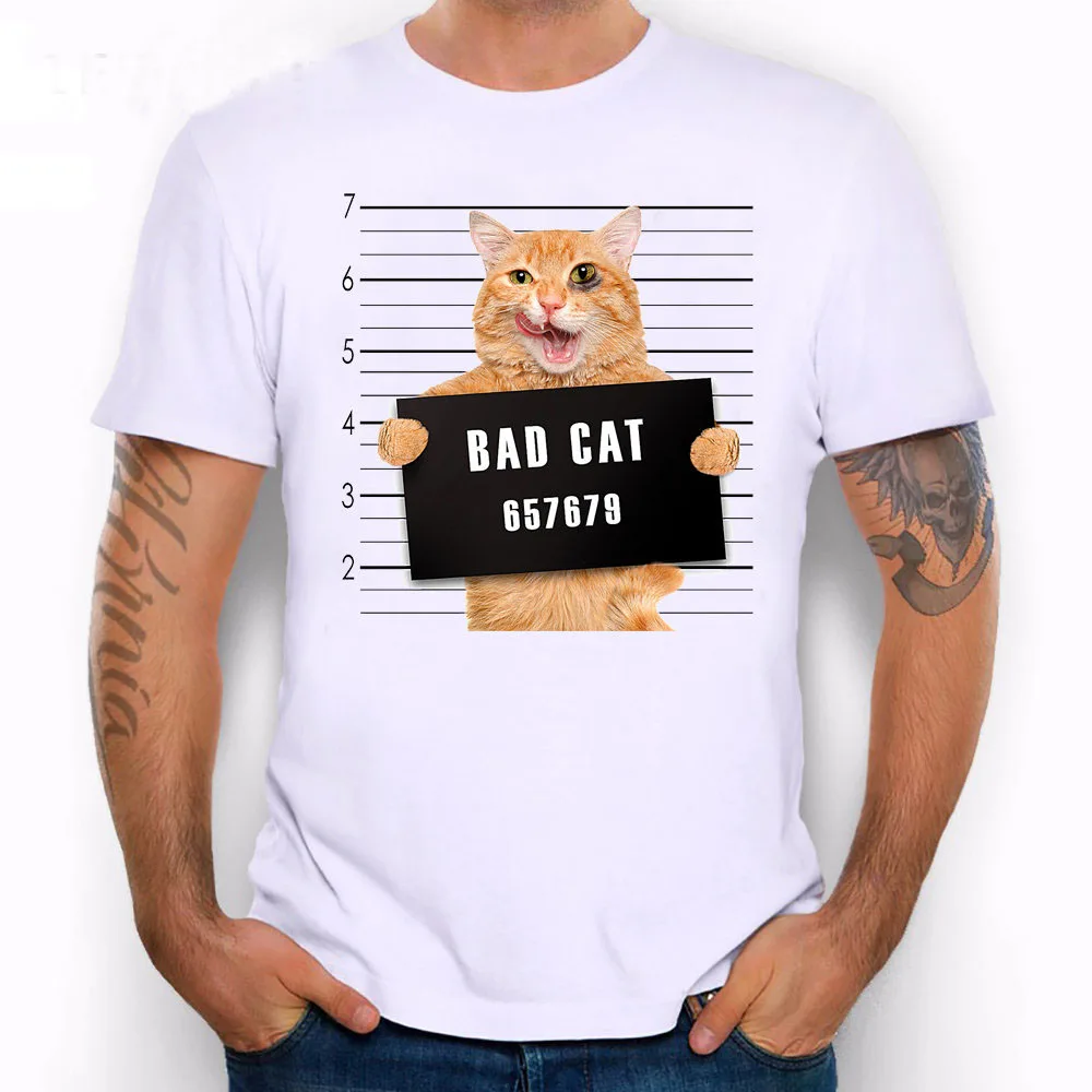 

HOT Men's Bad Cat women Dept Print T-Shirt Cool Cat t shirt men summer White T shirt hipster Tees