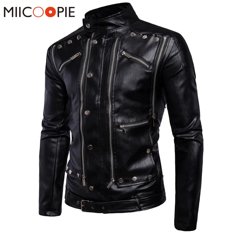 Top Quality Brand Men PU Leather zipper Jacket Coat Autumn