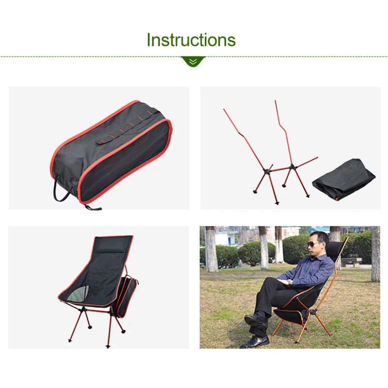 Collapsible Camping Chair Outdoor Lightweight Foldable Chair with Storage Bag Portable Fold up Hiking Picnic Fishing BBQ folding chair