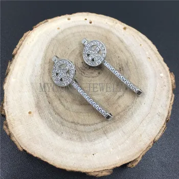

MY0730 Silver Color Key Shape Micro Pave CZ Clear Zirconia Copper Pave Rhinestone Charm Necklace Bracelet Zircon Connector
