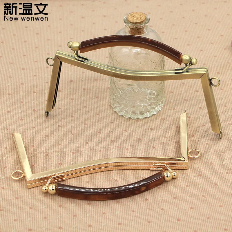 Gold Color Metal Purse Frame Handle Bag Hanger With Acrylic Clasp Bag