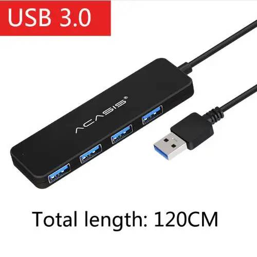 Acasis usb-хаб 3,0 Мульти USB 3,0 концентратор с адаптером питания 4 порта USB разветвитель концентратор USB 3,0 для ПК Компьютерные аксессуары адаптер#30 - Цвет: usb 3.0 hub 120cm