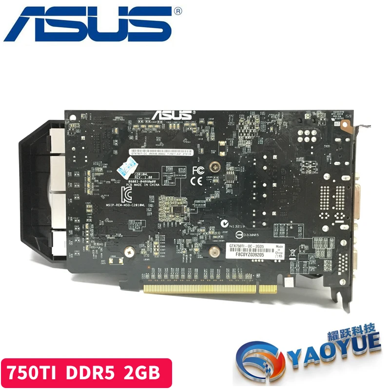 Видеокарты Asus GTX750TI OC 2GD5 для компьютера графическая карта DDR5 настольного ПК 128 бит