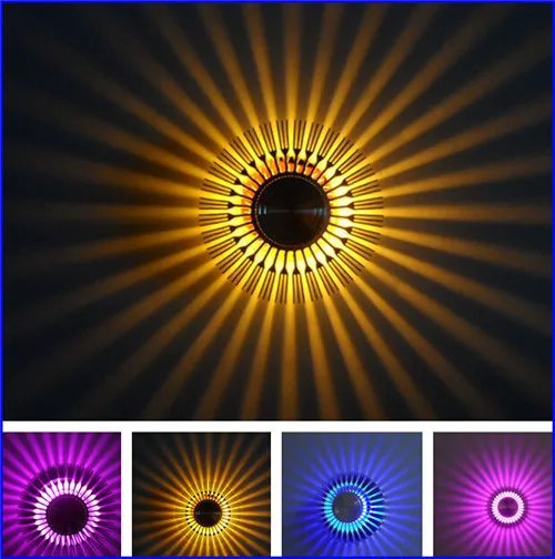 AC85V 265V Fashion brief modern aluminum 3W Sun flower led wall lamp