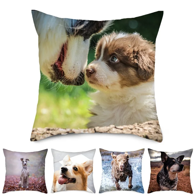 

Fuwatacchi Cute Dog Cushion Cover Animal Throw Pillows Pillow Cover for Sofa Bedroom Linen Pillowcase Decorative Pillowcases
