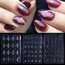 3D наклейки для ногтей, слайдер с кристаллами и драгоценными камнями, Овальный трафарет для дизайна ногтей с ромбовидным рисунком, УФ-гель, руководство, Алмазное украшение, моделирование, маникюр LA783