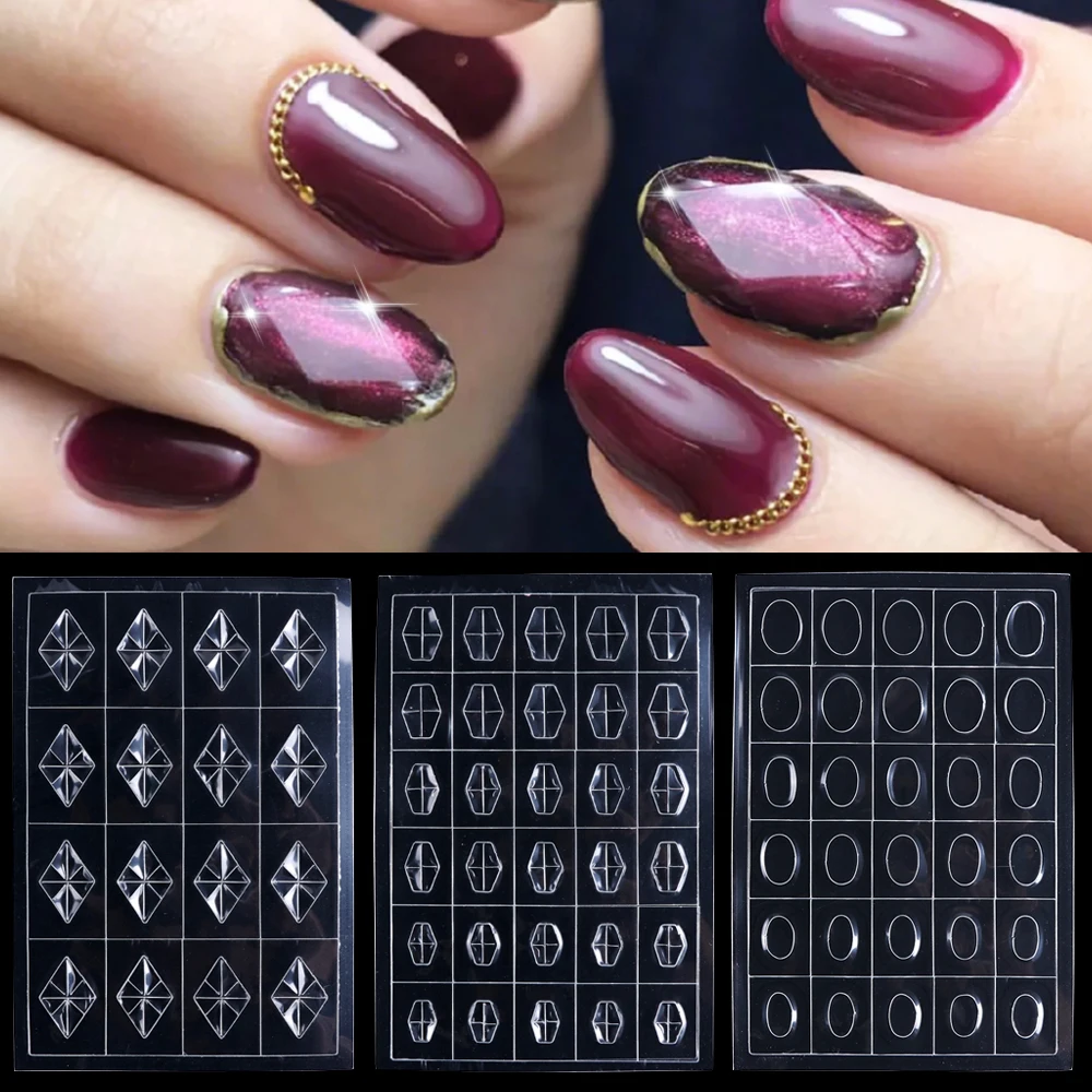 

3D Nail Stickers Decals Crystal Gem Slider Nail Art Rhombus Oval Stencil UV Gel Guide Diamond Decoration Modeling Manicure LA783