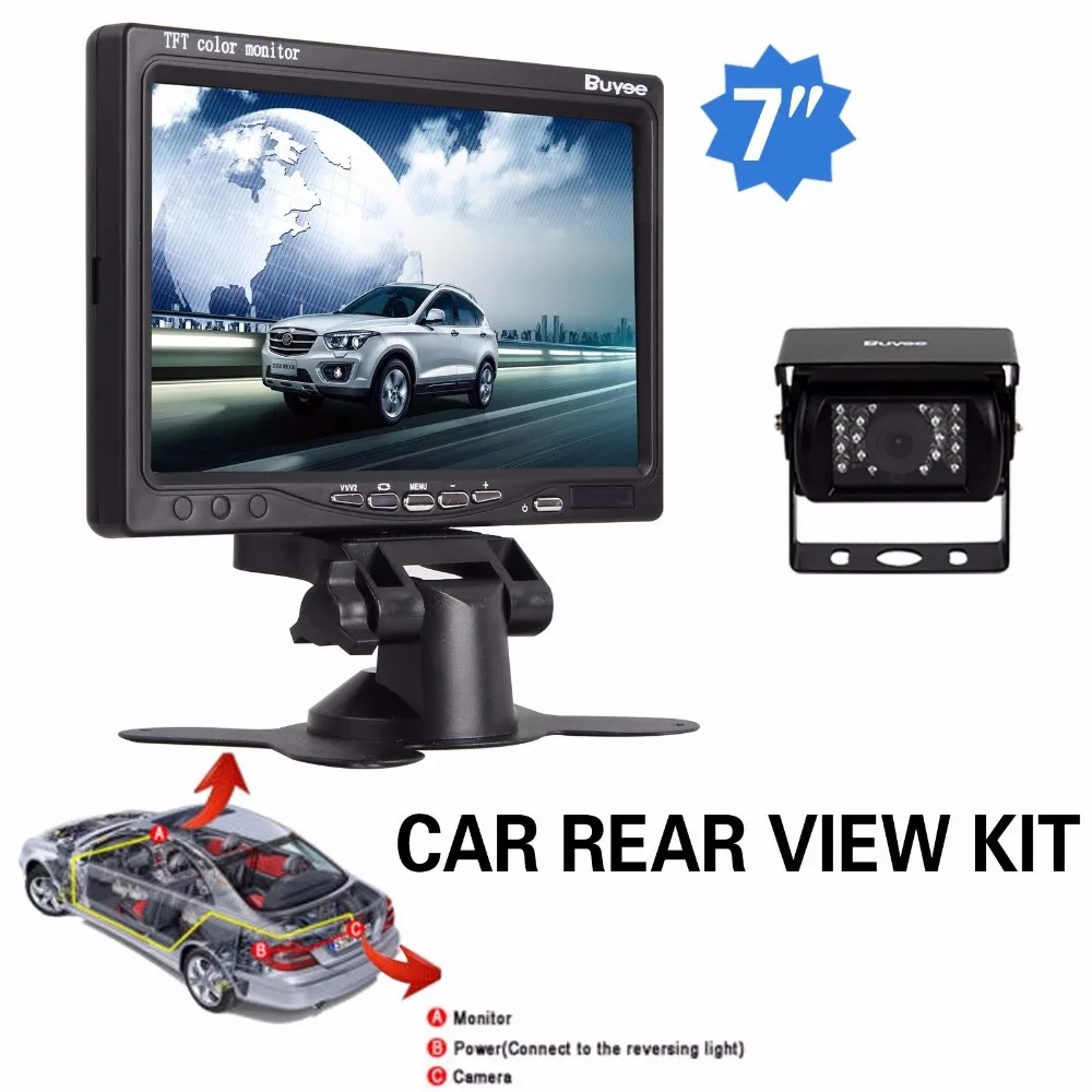 

Buyee 18 LED IR Car parking Rear View Reverse backup Camera + 7'' TFT LCD Digital Color Car Monitor Rearview display for Truck