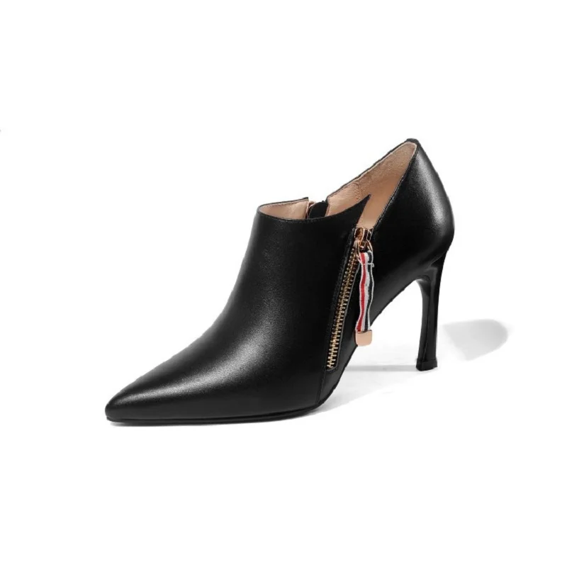 

2019 autumn and winter new deep mouth single shoes pointed stiletto high heel women's shoes black ljj 0324