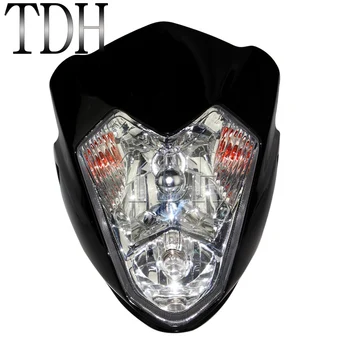 

Universal 12V 10W Dual Sport Enduro Headlight Assembly Headlamp Light for Dirt Bike Lamp Streetfighter Naked Motorcycles Black