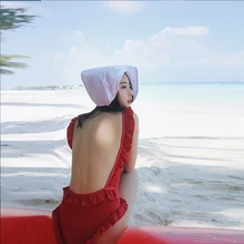 Бикини для виндсерфинга, одежда для серфинга, купальник, 1 шт., Femme, одежда для плавания для женщин,, пуш-ап, купальник, одна женщина, красный, корейский стиль, сексуальная спина