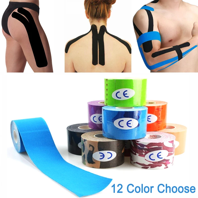 

5cm Waterproof Kinesiology Tape Roll Sport Recovery Athletic Strapping Gym Fitness Protector Muscle Relief Pain Elastic Cotton