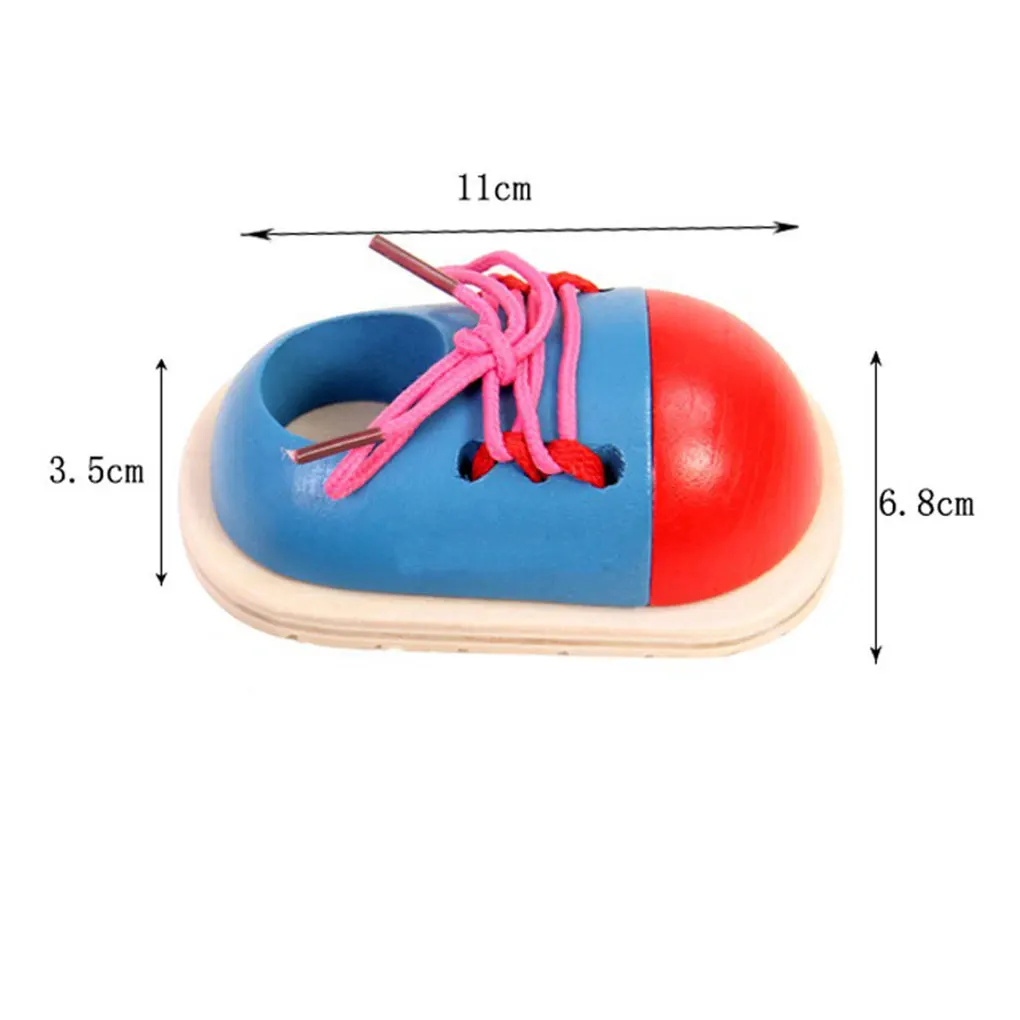  Random Color Kids Educational Toys Children Wooden Toys Toddler Lacing Shoes Early Education Teachi - 32972475222