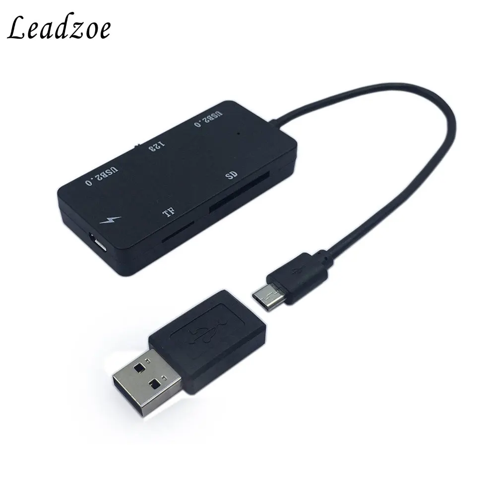 Leadzoe Micro USB OTG зарядный концентратор SD TF кард-ридер адаптер кабель с переключателем для Windows Tablet, Android смартфон ПК