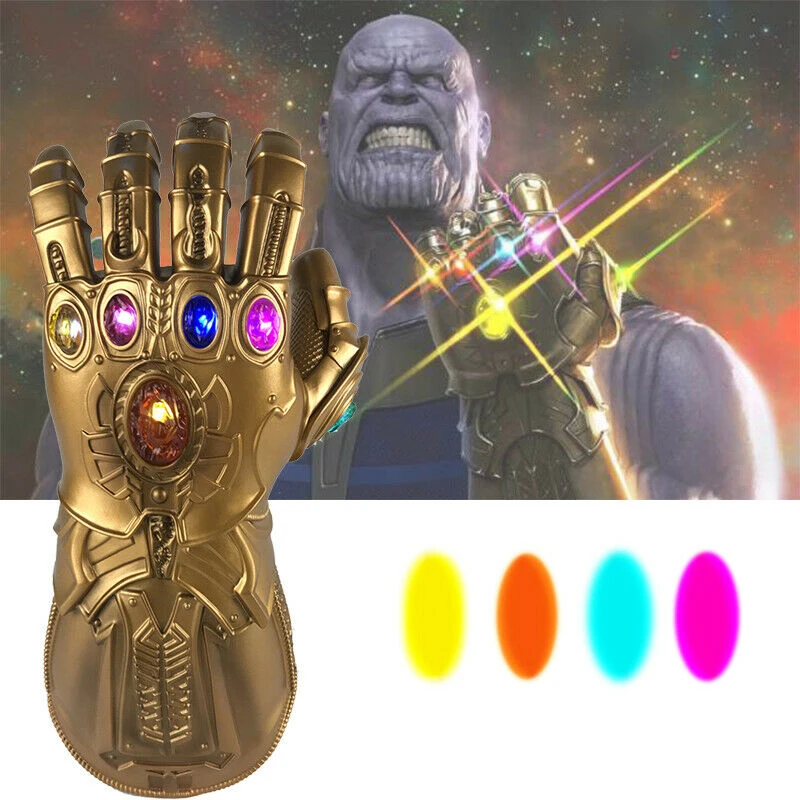 

LED Light Thanos Infinity Gauntlet Avengers Infinity War Cosplay LED Gloves PVC Action Figure Model Toys Gift Halloween Props