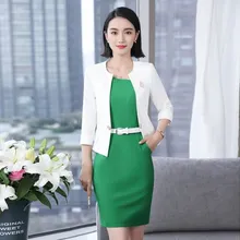 Женская одежда, платье, костюм для женщин, короткая куртка и длинное платье, комплект из 2 предметов, женская одежда для интервью, костюм для карьера