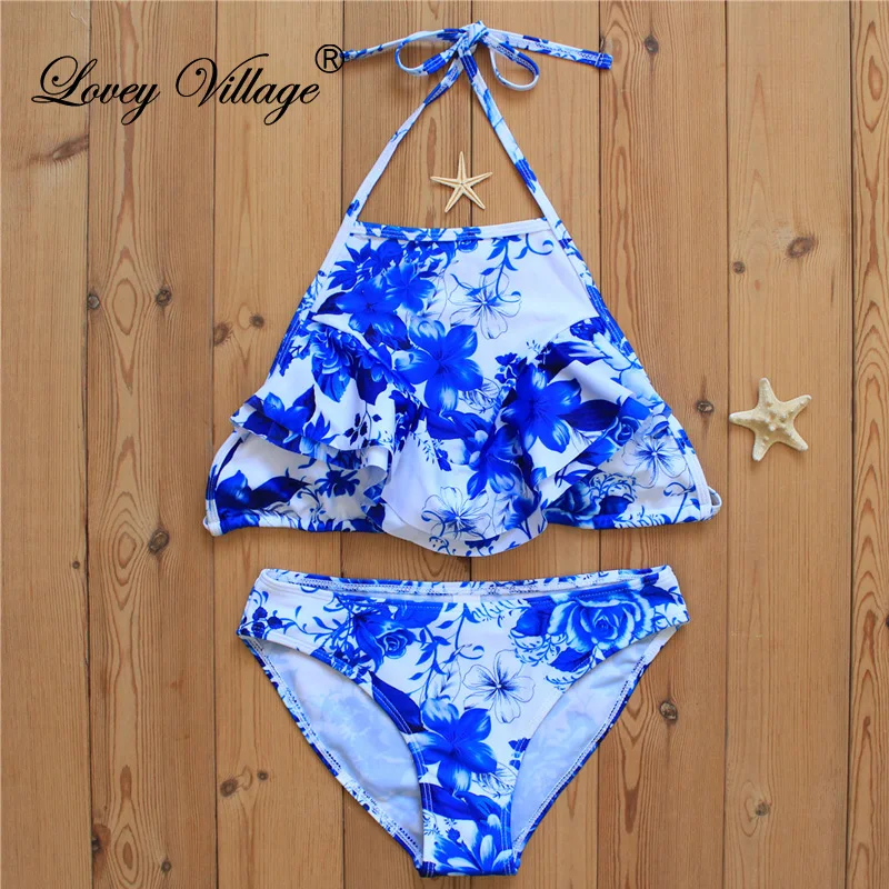 ruffle halter top swimsuit