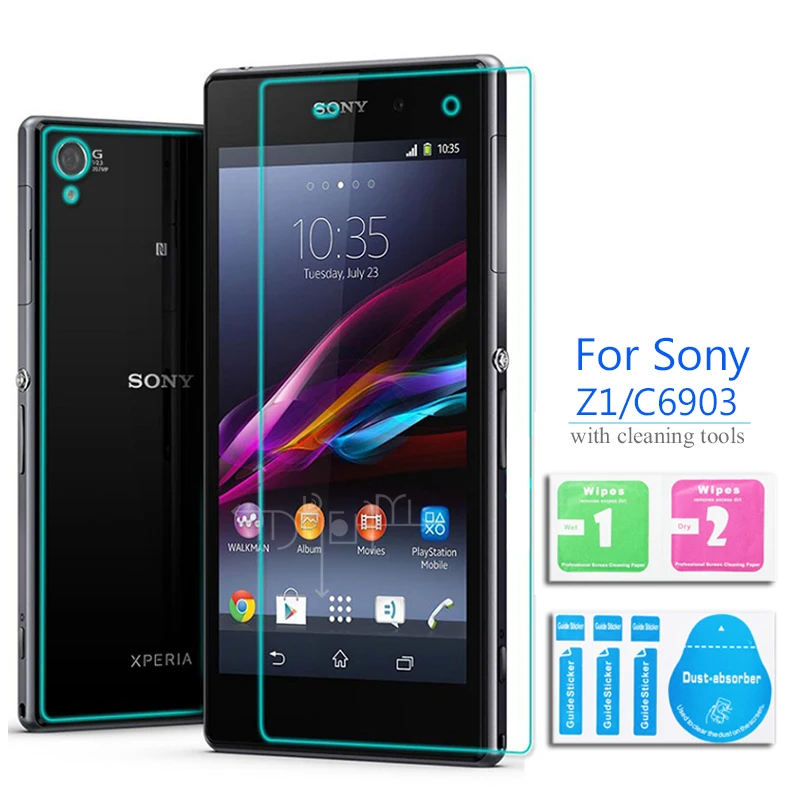 Передняя и задняя для Sony Xperia Z1 C6903 защитная пленка из закаленного стекла защиты