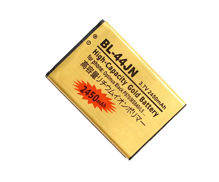 10 шт./лот 2450 мАч BL 44JN Gold Сменный аккумулятор для LG Optimus Black P970 MS840 L5 P690 P693 P698 E510 E610 E615