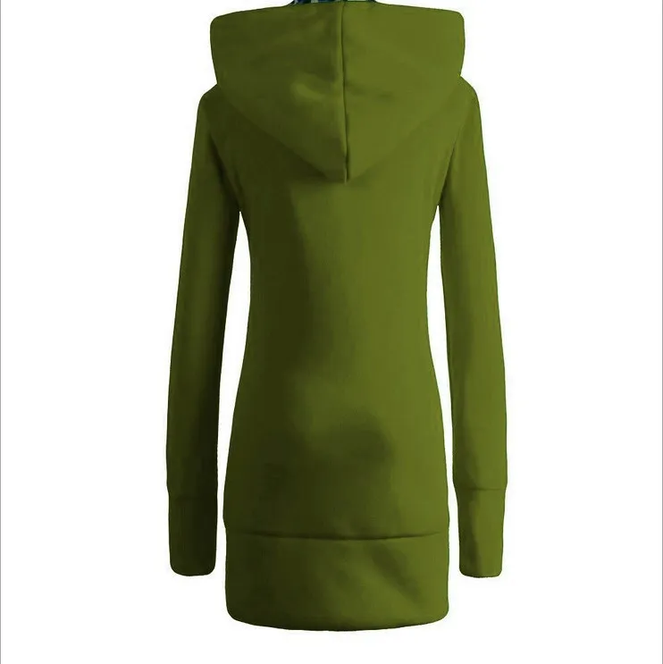 Толстовки женские толстовки осень зима утолщенные леопардовые пуловеры с капюшоном повседневные с длинным рукавом вязанные Харадзюку большие худи - Цвет: Army green