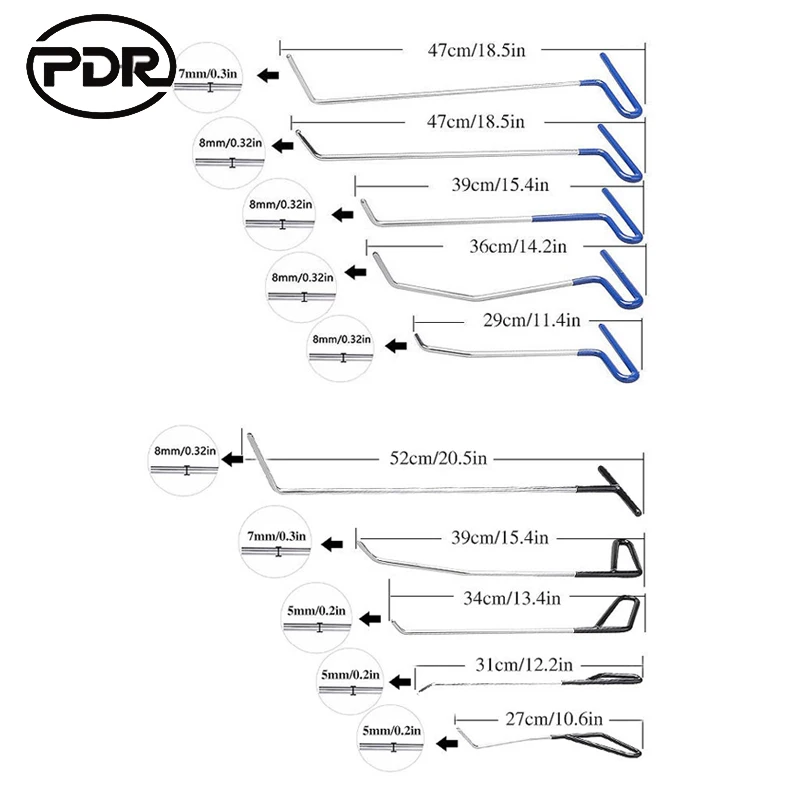 PDR Tools Hooks Stainless Steel Push Rods Dent Removal Car Body Dent Repair Reverse Hammer Paintless Dent Remover Crowbar Kit PDR Tools Hooks Stainless Steel Push Rods Dent Removal Car Body Dent Repair Reverse Hammer Paintless Dent Remover Crowbar Kit