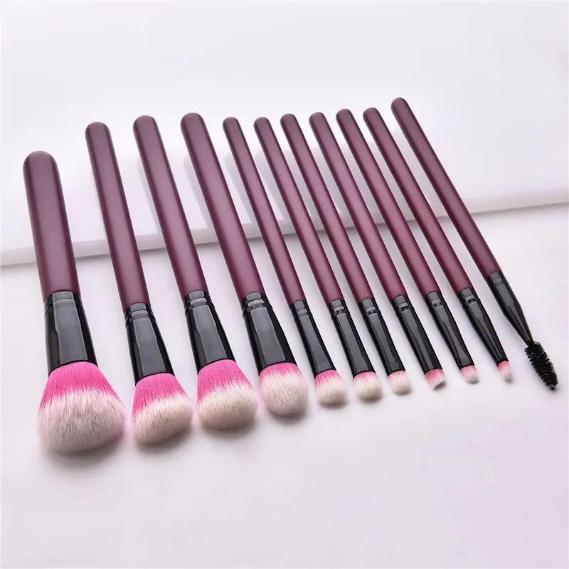 11Pcs Makeup Brushes Set Claret Red wood Handle Blush Foundation Concealer Eyeshadow Applicator Flame Micro Make up Brush T11013 | Красота и
