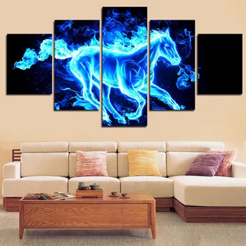

full square 5d Diamond Embroidery diy diamond painting"fire Horse"wall art Painting Picture diamond mosaic home decoration 5pcs