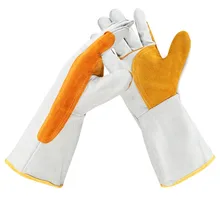 Сварочных работ из коровьей кожи перчатки сварщика рабочие перчатки высокого Температура изоляции безопасные рабочие перчатки