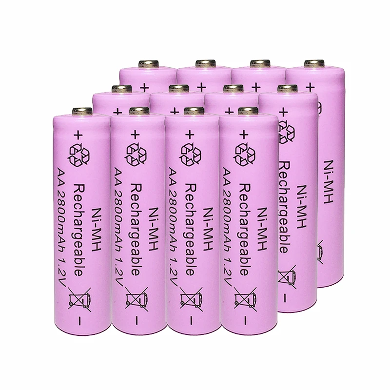 12 шт. 1 2 В АА 5 # 2A 2800 мАч Ni MH Батарея battiries batteria Перезаряжаемые низкой самооценкой