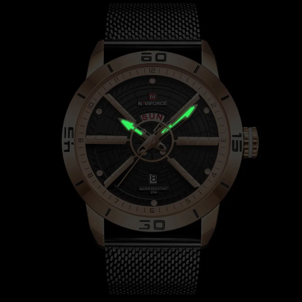 Naviforce Mens Watches Top Brand Luxury Gold Watch Men Steel Mesh Band Date Week Waterproof Quartz Watch For Men Reloj Hombre (19)