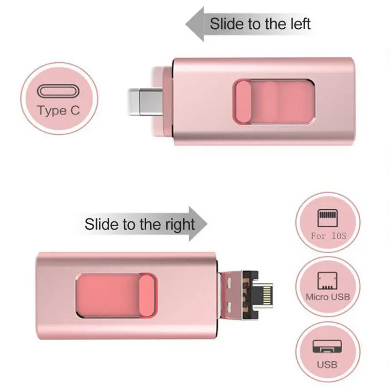 

4 in 1 Multi-function Type C USB Flash Drive 32GB Mobile Phone OTG USB Pendrive 64GB 16GB 128GB Metal Pen Drive 256G Free shippi