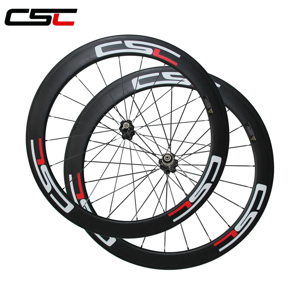 Clearance CSC SAT 23mm Width 60mm clincher carbon wheels road bike wheelset Tubeless ready with novatec hub + sapim cx ray or pillar 1420 1 Clearance CSC SAT 23mm Width 60mm clincher carbon wheels road bike wheelset Tubeless ready with novatec hub + sapim cx ray or pillar 1420 1