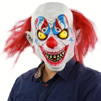 

Scary Demon Clown Mask With red hair The Evil Circus Killer Clown Latex Adult Halloween Costume Masks Horror Joker Mask