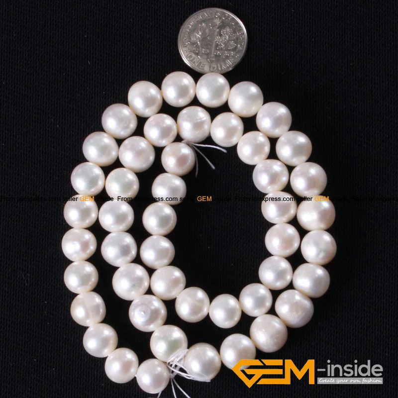 Pearl: 9-10mm Round Genuine Cultured Pearl Beads DIY Loose Beads For Bracelet Or Necklace Making Strand 15 Wholesale !